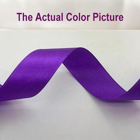 شريط من الساتان مقاس 1 بوصة بطول 25 ياردة باللون الأرجواني - لتغليف الهدايا والأقواس المصنوعة مسبقًا والأغراض الزخرفية؛ شريط من الساتان للهدايا، وديكور الزفاف، وهدايا العطلات، والمشروعات التي تصنعها بنفسك in Kuwait