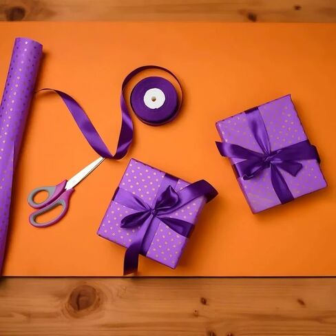 شريط من الساتان مقاس 1 بوصة بطول 25 ياردة باللون الأرجواني - لتغليف الهدايا والأقواس المصنوعة مسبقًا والأغراض الزخرفية؛ شريط من الساتان للهدايا، وديكور الزفاف، وهدايا العطلات، والمشروعات التي تصنعها بنفسك in Kuwait