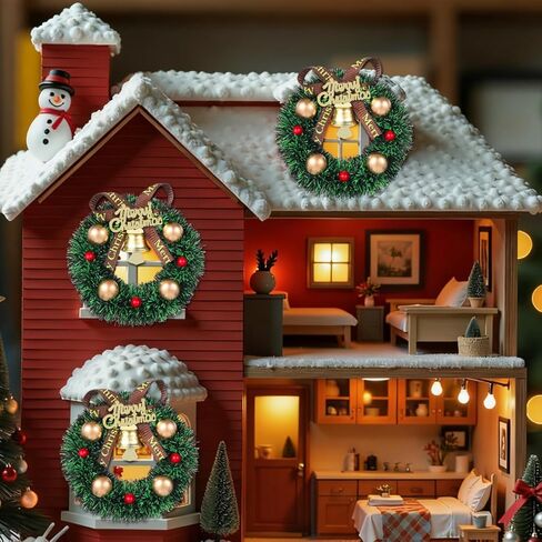 10Pcs Mini Christmas Wreath: 2.36 inch Miniature Artificial Wreaths for Window Door Xmas Tree Hanging Ornament Holiday Party Decoration in Saudi Arabia