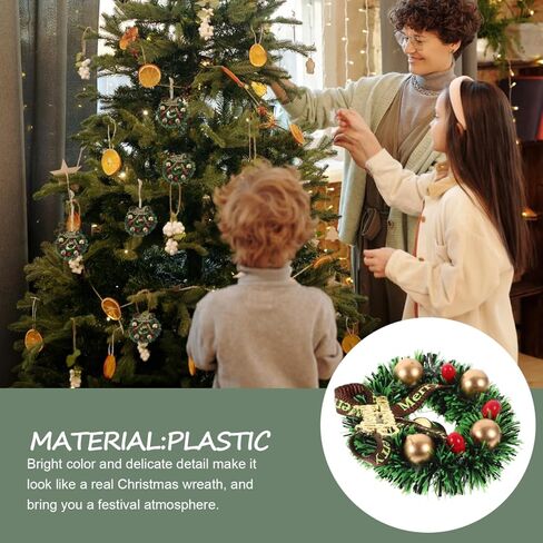 10Pcs Mini Christmas Wreath: 2.36 inch Miniature Artificial Wreaths for Window Door Xmas Tree Hanging Ornament Holiday Party Decoration in Saudi Arabia