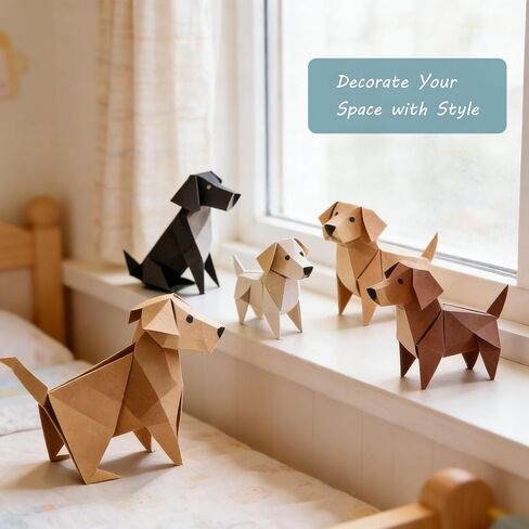 3D Origami Paper Cats Craft Kit-50 Sheets DIY Creative Art Activity,Origami Cats Kit for Paper Cats Origami,Unique Gift for Cat Lovers(Dog) in Saudi Arabia