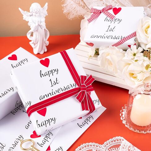 WRAPAHOLIC Anniversary Wrapping Paper Sheet - 6 Sheets 1st Anniversary Design Folded Flat for Husband, Wife, Boyfriend, Girlfriend, Birthday, Valentines Day - 19.7 Inch X 27.5 Inch Per Sheet in Saudi Arabia