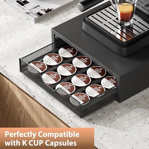 Nespresso Pods Holder, K Cup Holder, Coffee Pod Holder Organizer Compatible with Nespresso Vertuo Capsules, Holds 60 Small or 40 Large Pods, Black in Kuwait