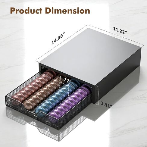 Nespresso Pods Holder, K Cup Holder, Coffee Pod Holder Organizer Compatible with Nespresso Vertuo Capsules, Holds 60 Small or 40 Large Pods, Black in Kuwait