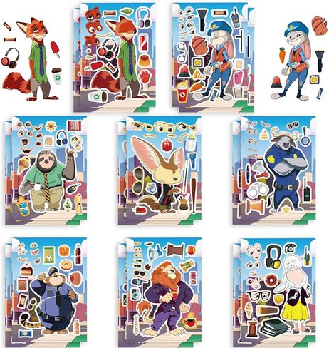 16 Pcs Cartoon Theme DIY Stickers, Animals Cute Stickers, Includes 8 Different Character Types (2 of Each), The Perfect Choice for Gift-Giving or Strengthening Parent-Child Bonds in Saudi Arabia