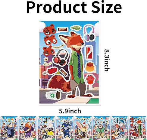 16 Pcs Cartoon Theme DIY Stickers, Animals Cute Stickers, Includes 8 Different Character Types (2 of Each), The Perfect Choice for Gift-Giving or Strengthening Parent-Child Bonds in Saudi Arabia