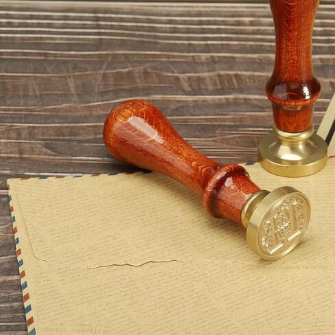 Letter Wax Seal Stamp, Alphabet H Wooden Handle 25mm Removable Retro Brass Head Classic Sealing Stamp for Envelope Invitation Card Wedding Gift Decoration in Saudi Arabia