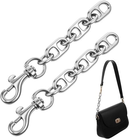 2Pcs Purse Extender Chain Silver, Metal Bag Extender Chain for Crossbody Bags 4.7 Inch Chains Replacement Accessories for Women Handbags, Adjustable Length, Silver in Saudi Arabia