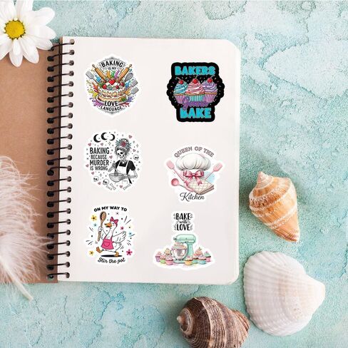 مجموعة ملصقات خبز مكونة من 30 قطعة - مجموعة ملصقات طهاة المعجنات المضحكة المصنوعة من الفينيل المقاوم للماء لسجلات القصاصات وأجهزة الكمبيوتر المحمولة والمجلات وديكور المطبخ - هدايا خبز لطيفة للنساء والفتيات والخبازين in Kuwait