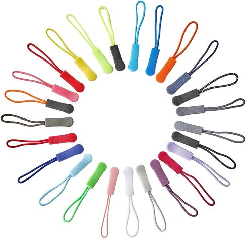 Sucrain 50 Pieces Zipper Pulls,25 Colors Zipper Tags Strong Nylon Cord Zippers Pull Replacement for Backpacks,Luggage,Jackets,Handbags,Sweatshirt,Purses in Saudi Arabia