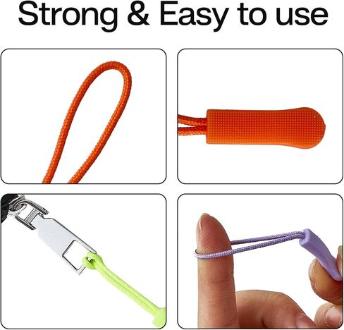 Sucrain 50 Pieces Zipper Pulls,25 Colors Zipper Tags Strong Nylon Cord Zippers Pull Replacement for Backpacks,Luggage,Jackets,Handbags,Sweatshirt,Purses in Saudi Arabia