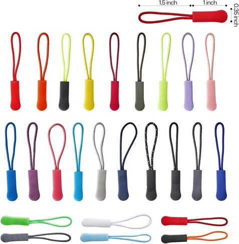 Sucrain 50 Pieces Zipper Pulls,25 Colors Zipper Tags Strong Nylon Cord Zippers Pull Replacement for Backpacks,Luggage,Jackets,Handbags,Sweatshirt,Purses in Saudi Arabia