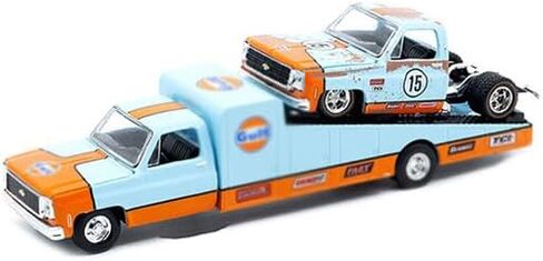 1973 C30 Wedge Truck باللون الأزرق الفاتح والبرتقالي و1978 10 شاحنة بدون سرير #15 باللون الأزرق الفاتح والبرتقالي (الصدأ) إصدار محدود إلى 8000 قطعة في جميع أنحاء العالم 1/64 نموذج Diecast من M2 Machines 39200-MJS07 in Kuwait