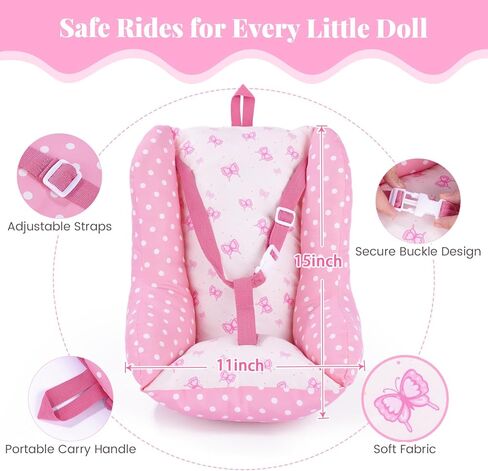 BABESIDE Baby Doll Carrier for 17–22 Inch Dolls, Soft Fabric Doll Carrier Seat with Bottles & Bib, Pretend Play Baby Doll Accessories for Girls, Lightweight Gift for Kids in Saudi Arabia