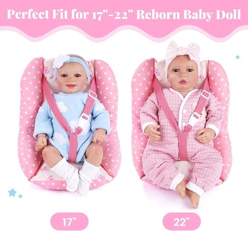 BABESIDE Baby Doll Carrier for 17–22 Inch Dolls, Soft Fabric Doll Carrier Seat with Bottles & Bib, Pretend Play Baby Doll Accessories for Girls, Lightweight Gift for Kids in Saudi Arabia
