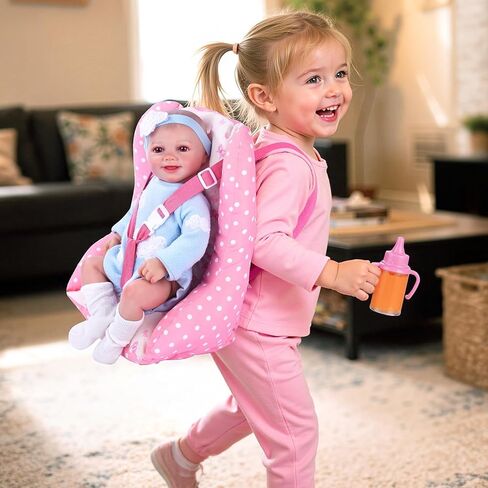 BABESIDE Baby Doll Carrier for 17–22 Inch Dolls, Soft Fabric Doll Carrier Seat with Bottles & Bib, Pretend Play Baby Doll Accessories for Girls, Lightweight Gift for Kids in Saudi Arabia