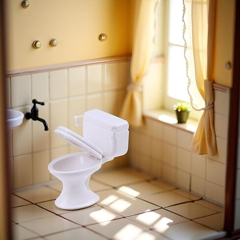 1:12 Scale Miniature Bathroom Toilet - Realistic Dollhouse Furniture for DIY Crafts, Dioramas and Architectural Models in Saudi Arabia