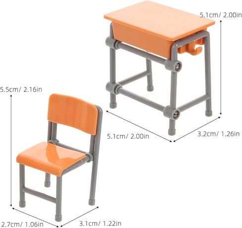 4sets Miniature Classroom Desk and Chair Dollhouse Furniture for Creative Play Detailed School Room Models for Boys and Girls Imaginative Decor in Saudi Arabia