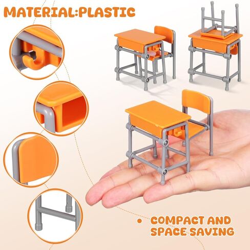 4sets Miniature Classroom Desk and Chair Dollhouse Furniture for Creative Play Detailed School Room Models for Boys and Girls Imaginative Decor in Saudi Arabia