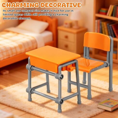 4sets Miniature Classroom Desk and Chair Dollhouse Furniture for Creative Play Detailed School Room Models for Boys and Girls Imaginative Decor in Saudi Arabia