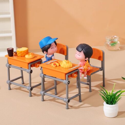 4sets Miniature Classroom Desk and Chair Dollhouse Furniture for Creative Play Detailed School Room Models for Boys and Girls Imaginative Decor in Saudi Arabia