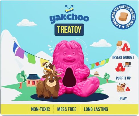 Treatoy for Dogs (Green) | BPA Free Interactive Chew Toy with Natural Himalayan Cheese Treat | Durable, Gentle on Gums, Fun Training & Dental Toy | Includes 5 Yak Cheese Nuggets in Saudi Arabia