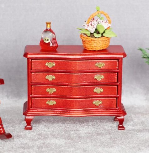 EatingBiting 1:12 1/12 Scale Dollhouse Miniature Furniture Wooden Chest TV Stand Drawer Cabinet Doll House Landscape Figurines in Saudi Arabia