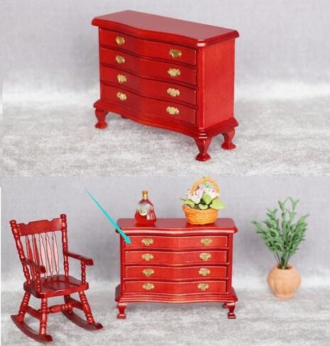 EatingBiting 1:12 1/12 Scale Dollhouse Miniature Furniture Wooden Chest TV Stand Drawer Cabinet Doll House Landscape Figurines in Saudi Arabia