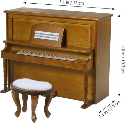 Vaguelly 1Set Miniature Dollhouse Piano and Stool Model for Dollhouse Creative Mini Furniture for DIY Micro Landscapes Walnut Color Lifelike Design in Saudi Arabia