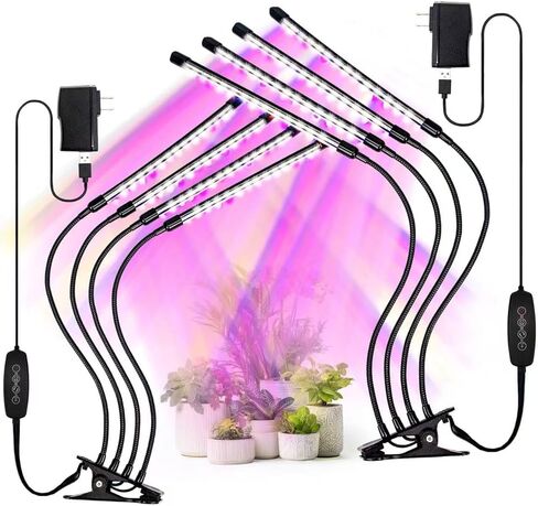LEOTER Grow Light for Indoor Plants - Upgraded Version 80 LED Lamps with Full Spectrum & Red Blue Spectrum, 3/9/12H Timer, 10 Dimmable Level, Adjustable Gooseneck,3 Switch Modes in Kuwait
