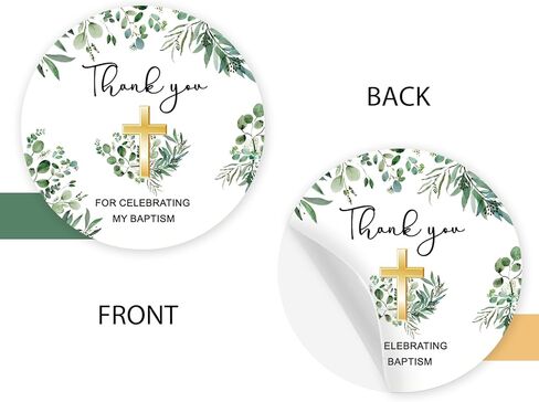40pcs Baptism Thank You Stickers, Greenery My Baptism Round Stickers, Cross First Communion Round Labels for Birthday/Christening Themed Party Favors in Saudi Arabia