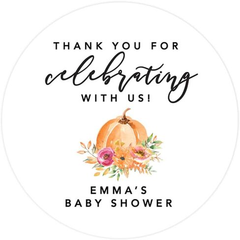 Andaz Press Autumn Fall Watercolor Baby Shower Party Collection, Round Circle Gift Tags, Thank You, Autumn Floral Bouquet Graphic Design, 24-Pack in Saudi Arabia