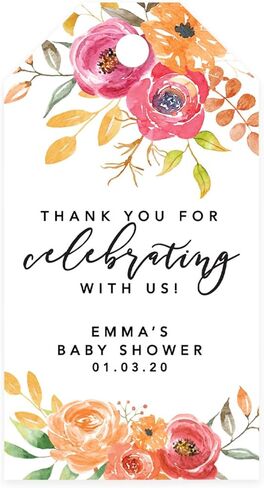Andaz Press Autumn Fall Watercolor Baby Shower Party Collection, Round Circle Gift Tags, Thank You, Autumn Floral Bouquet Graphic Design, 24-Pack in Saudi Arabia