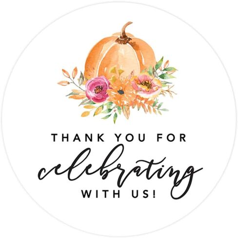 Andaz Press Autumn Fall Watercolor Baby Shower Party Collection, Round Circle Gift Tags, Thank You, Autumn Floral Bouquet Graphic Design, 24-Pack in Saudi Arabia