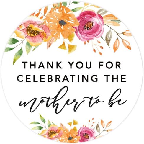 Andaz Press Autumn Fall Watercolor Baby Shower Party Collection, Round Circle Gift Tags, Thank You, Autumn Floral Bouquet Graphic Design, 24-Pack in Saudi Arabia