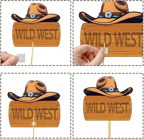 أعواد مركزية من Wild West مكونة من 12 قطعة من دعامات كشك تصوير رعاة البقر وراعية البقر وأغطية الطاولة/الكعك لحفلات استقبال المولود الجديد/حفلات أعياد الميلاد بطابع الغرب المتوحش in Kuwait
