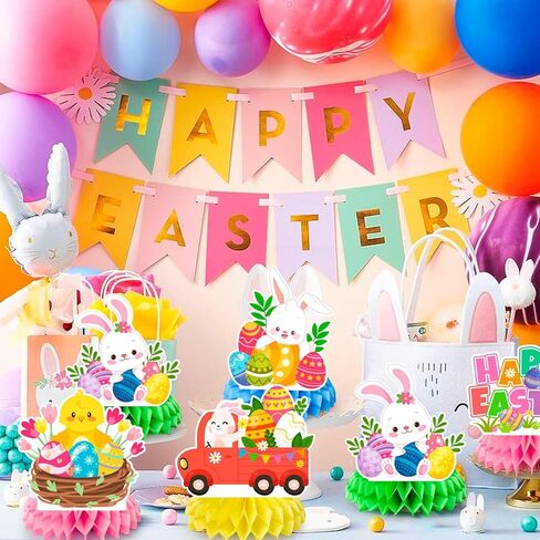 9 قطع زينة عيد الفصح السعيدة على شكل قرص العسل، ديكورات طاولة عيد الفصح ثلاثية الأبعاد، قطعة مركزية على شكل قرص العسل الربيعي لتزيين الطاولة، ديكور قطع مركزية على شكل بيضة عيد الفصح لحفلة عيد الفصح والتجمع العائلي in Kuwait