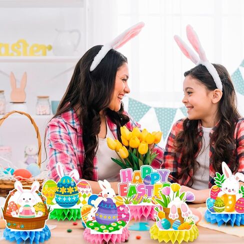 9 قطع زينة عيد الفصح السعيدة على شكل قرص العسل، ديكورات طاولة عيد الفصح ثلاثية الأبعاد، قطعة مركزية على شكل قرص العسل الربيعي لتزيين الطاولة، ديكور قطع مركزية على شكل بيضة عيد الفصح لحفلة عيد الفصح والتجمع العائلي in Kuwait