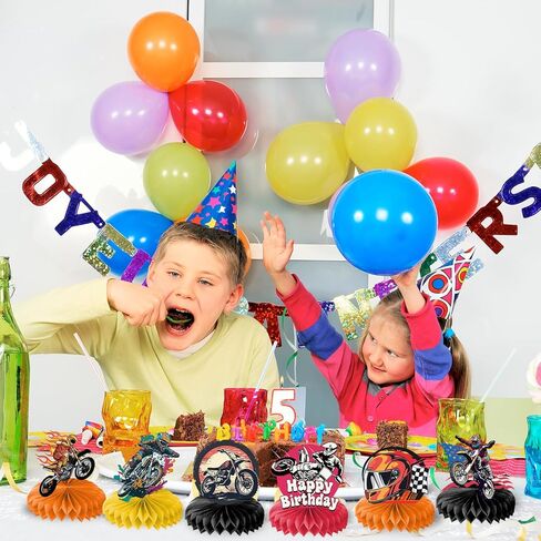 9PCS Dirt Bike Honeycomb Centerpieces Themed Birthday Party Decorations Sports Centerpiece Table Decoration Party Favors Decor Supplies Gifts for Boys Girls Men Women in Saudi Arabia