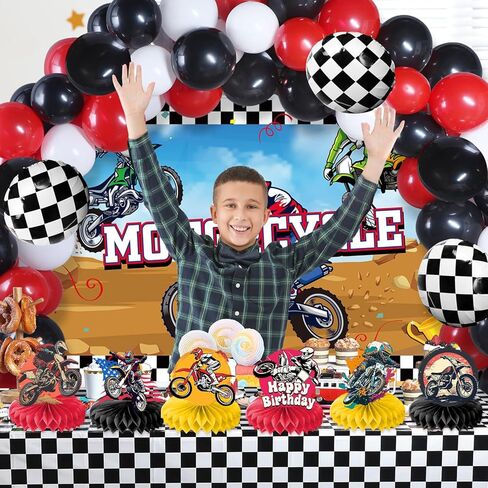 9PCS Dirt Bike Honeycomb Centerpieces Themed Birthday Party Decorations Sports Centerpiece Table Decoration Party Favors Decor Supplies Gifts for Boys Girls Men Women in Saudi Arabia