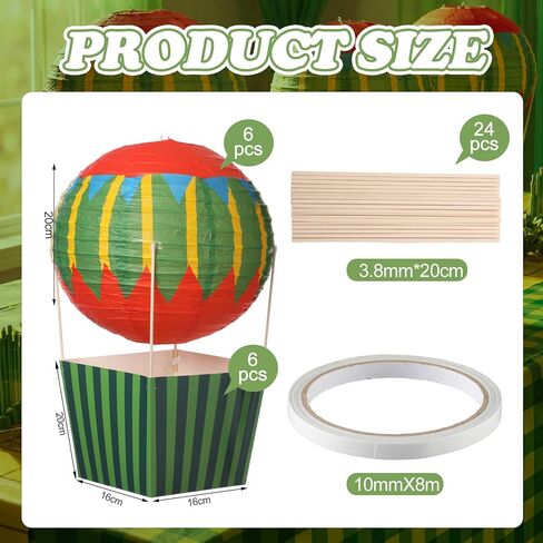 Leinuosen 6 Set Wizard Party Decorations Hot Air Balloon Table Centerpieces Decor for Baby Shower DIY Lantern Box with Stick Adhesive Rope for Wedding Birthday Gender Reveal Princess and Witch Party in Saudi Arabia
