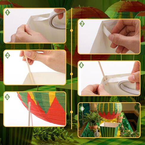 Leinuosen 6 Set Wizard Party Decorations Hot Air Balloon Table Centerpieces Decor for Baby Shower DIY Lantern Box with Stick Adhesive Rope for Wedding Birthday Gender Reveal Princess and Witch Party in Saudi Arabia