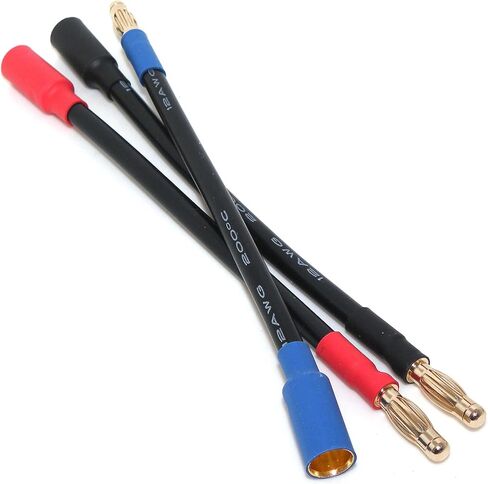3-Pack 4mm Male to 6.5mm Female Bullet Connector ESC Extension Leads, 12AWG High Temp Silicone Wire 200°C, 13cm RC Motor Power Cables (Castle ESC Compatible) in Saudi Arabia