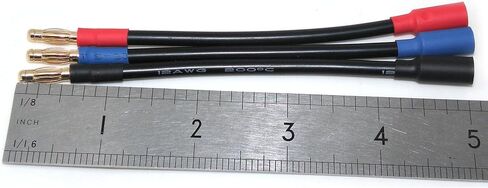 3-Pack 4mm Male to 6.5mm Female Bullet Connector ESC Extension Leads, 12AWG High Temp Silicone Wire 200°C, 13cm RC Motor Power Cables (Castle ESC Compatible) in Saudi Arabia
