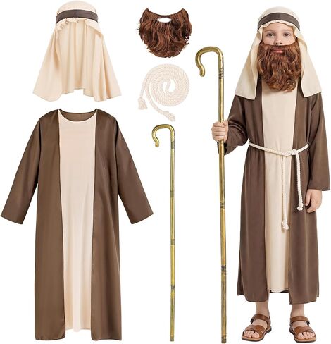 AOTHSO Boys Shepherd Costume Kids Saint Joseph Robe Biblical Outfits for Easter Halloween Christmas Nativity Play in Saudi Arabia
