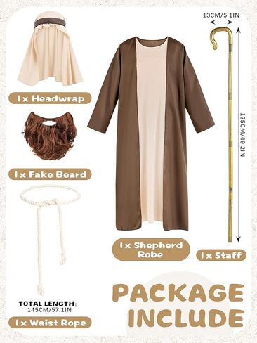 AOTHSO Boys Shepherd Costume Kids Saint Joseph Robe Biblical Outfits for Easter Halloween Christmas Nativity Play in Saudi Arabia