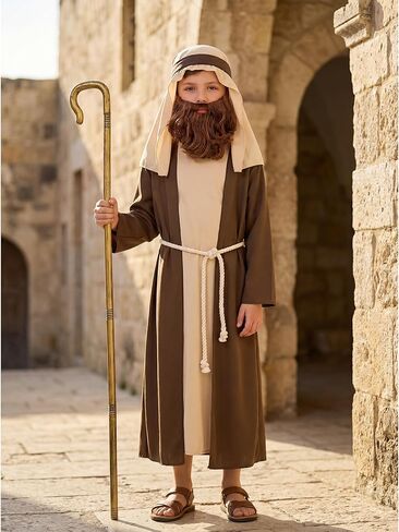 AOTHSO Boys Shepherd Costume Kids Saint Joseph Robe Biblical Outfits for Easter Halloween Christmas Nativity Play in Saudi Arabia