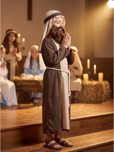 AOTHSO Boys Shepherd Costume Kids Saint Joseph Robe Biblical Outfits for Easter Halloween Christmas Nativity Play in Saudi Arabia