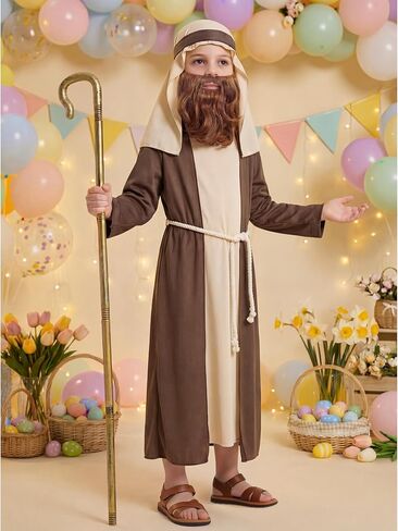 AOTHSO Boys Shepherd Costume Kids Saint Joseph Robe Biblical Outfits for Easter Halloween Christmas Nativity Play in Saudi Arabia