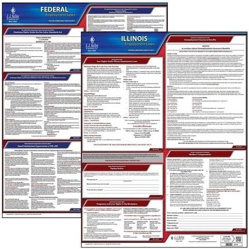 2026 Illinois and Federal Labor Law Poster Set (English, IL State) - OSHA Compliant Laminated Posters, J. J. Keller & Associates, Inc. in Saudi Arabia